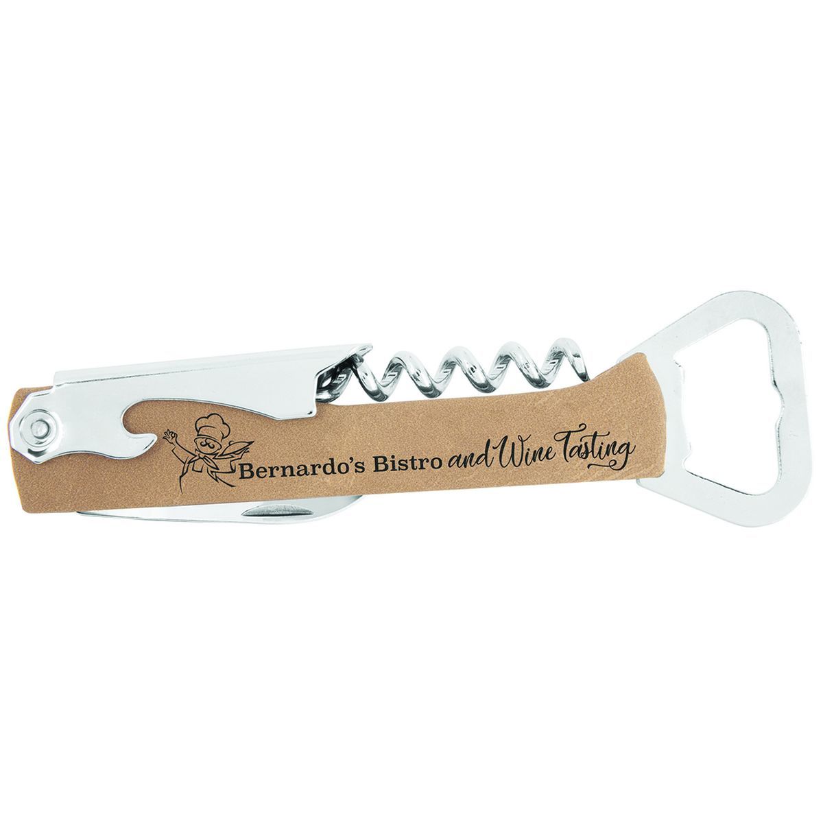 5.25 Light Brown Leatherette Bottle Opener