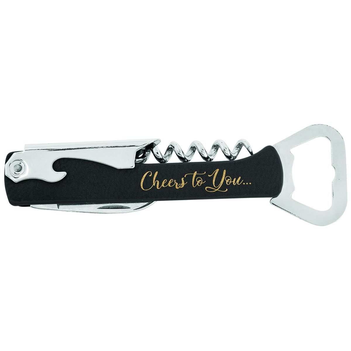5.25 BlackGold Leatherette Bottle Opener