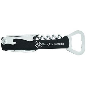 5.25 BlackSilver Leatherette Bottle Opener