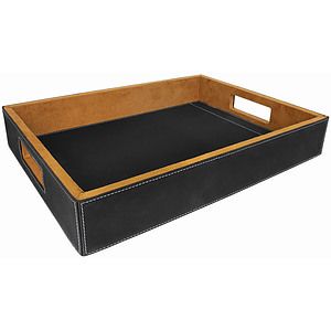 BlackSilver Laser Engraved Leatherette Serving Tray (16 x 12)