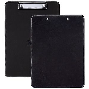 Black  Silver Laser Engraved Leatherette Clipboard
