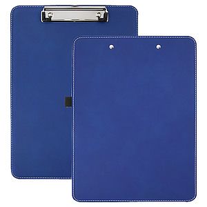 Blue  Silver Laser Engraved Leatherette Clipboard