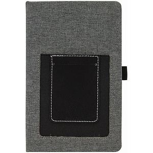 Gray wBlack Laser Engraved Leatherette Journal with CellCard Slot (5 14 x 8 14)