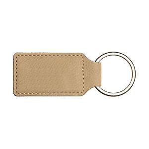 Light Brown Leatherette Rectangle Keychain (2 34 x 1 14)