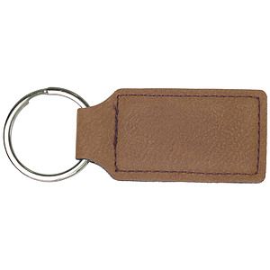 Dark Brown Leatherette Rectangle Keychain (2 34 x 1 14)