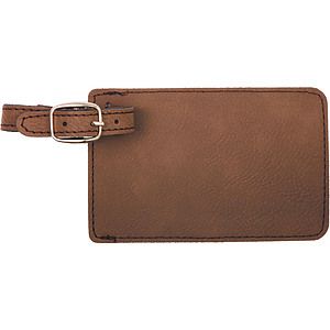 Dark Brown Leatherette Luggage Tag (4 14 x 2 34)