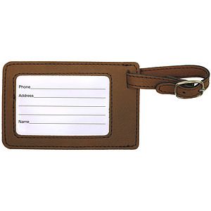Dark Brown Leatherette Luggage Tag (4 14 x 2 34)