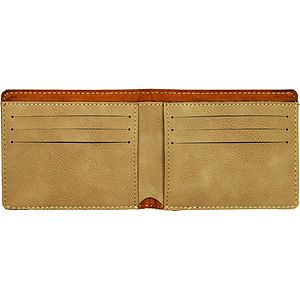 Light Brown Leatherette Bifold Wallet (4 12 x 3 12)