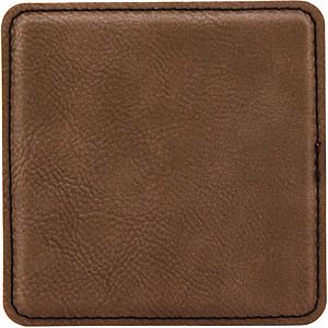 Dark Brown Square Leatherette Coaster (4 x 4)