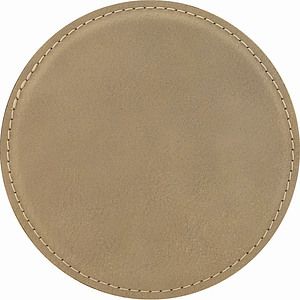 4 Light Brown Round Leatherette Coaster