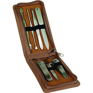Dark Brown Leatherette Manicure Set (2.5 x 4.25)