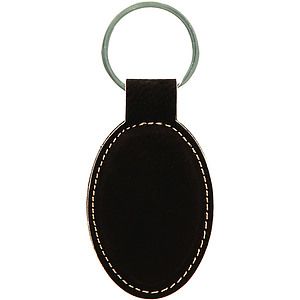 Oval Leatherette BlackGold Keychain (3 x 1.75)