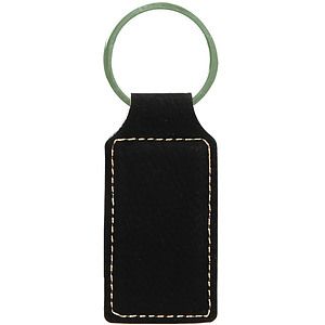 Leatherette Rectangle BlackGold Keychain (2.75 x 1.25)