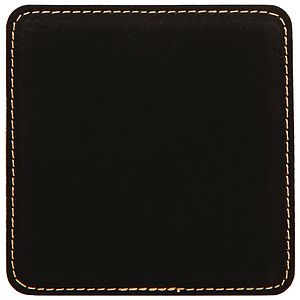 Leatherette BlackGold Leather Coaster (4 x 4)