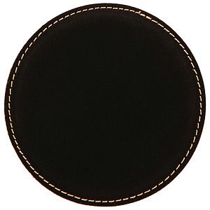 4 Leatherette Round BlackGold Leather Coaster