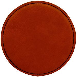 4 Round Rawhide Leatherette Coaster