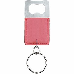 Pink Leatherette Bottle Opener Keychain (2.75 x 1.5)