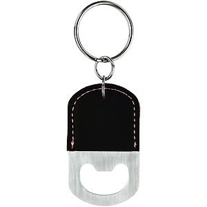 BlackGold Leatherette Bottle Opener Keychain (2.75 x 1.5)