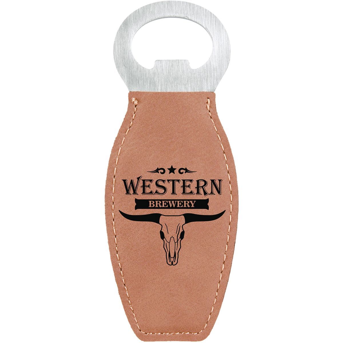 4 58 Light Brown Leatherette Bottle Opener wMagnet