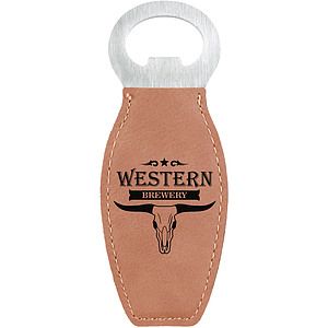 4 58 Light Brown Leatherette Bottle Opener wMagnet