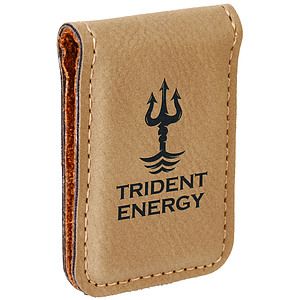 Light Brown Leatherette Money Clip (1.75 x 2.5)