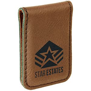 Dark Brown Leatherette Money Clip (1.75 x 2.5)