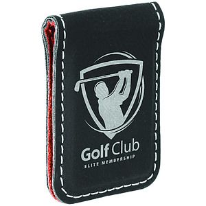 BlackSilver Leatherette Money Clip (1 34 x 2 12)