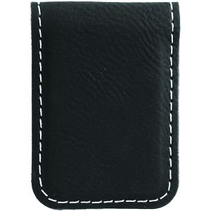 BlackSilver Leatherette Money Clip (1 34 x 2 12)