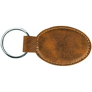 Oval RusticGold Leatherette Keychain (3 x 1.75)