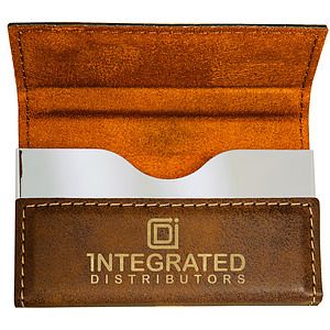 RusticGold Leatherette Hard Business Card Holder (3.75 x 2.75)