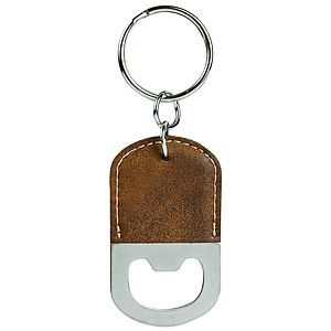 RusticGold Leatherette Bottle Opener Keychain (2.5 x 1.5)
