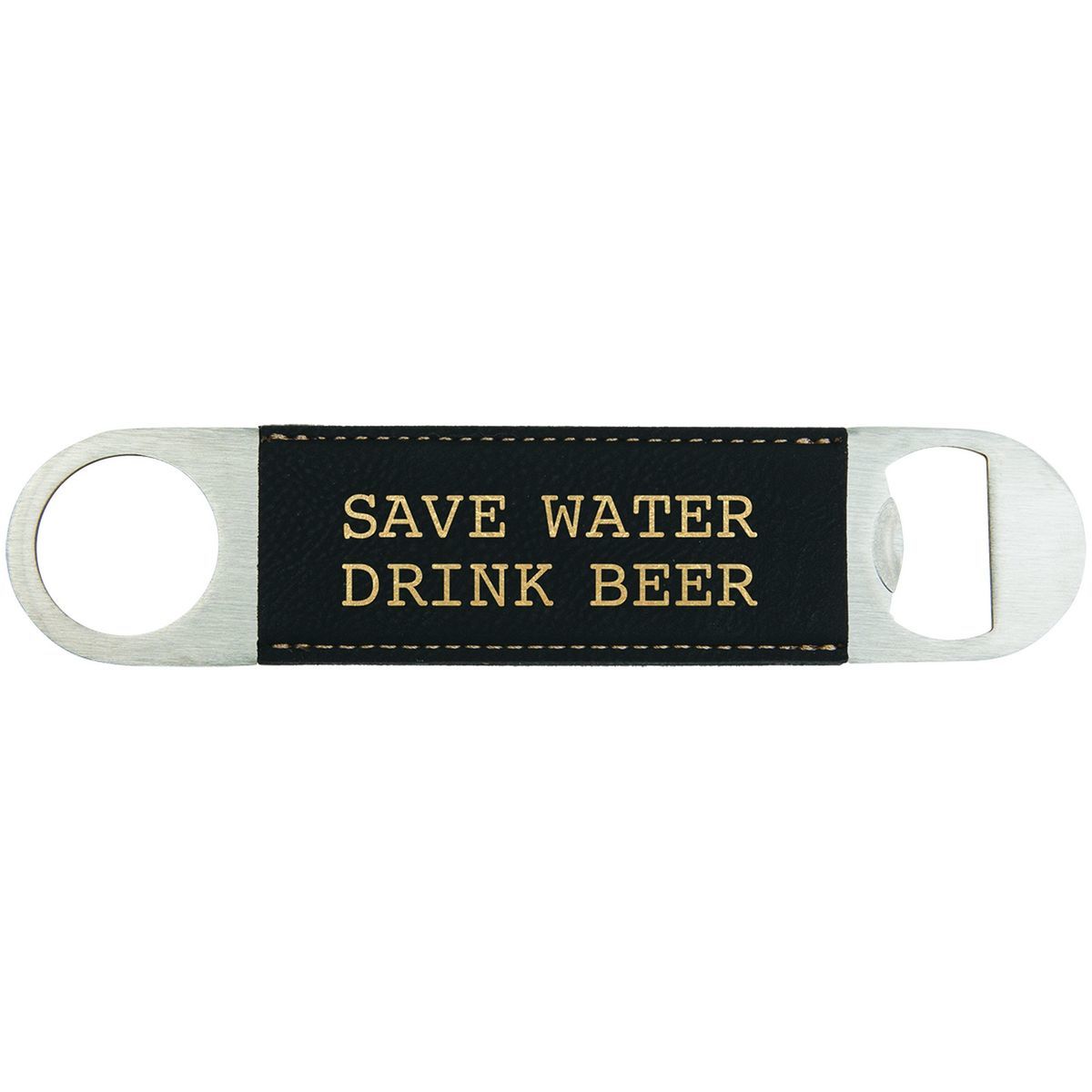 1.5 x 7 BlackGold Leatherette Bottle Opener