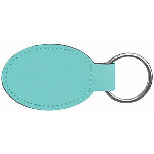 3 x 1.75 Oval Teal Leatherette Keychain