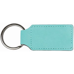 2.75 x 1.25 Rectangle Teal Leatherette Keychain