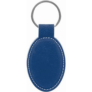 3 x 1 34 BlueSilver Laser Engraved Leatherette Oval Keychain