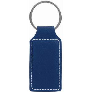 2 34 x 1 14 BlueSilver Laser Engraved Leatherette Rectangle Keychain