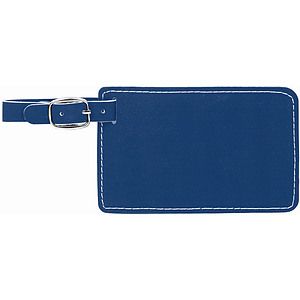 4 14 x 2 34 BlueSilver Laser Engraved Leatherette Luggage Tag