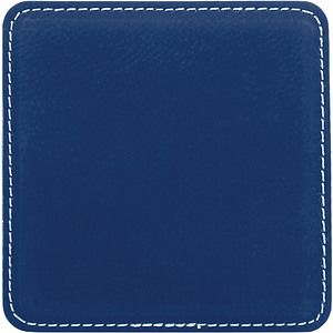 4 x 4 Square BlueSilver Laser Engraved Leatherette Coaster