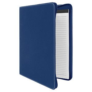 9 12 x 12 BlueSilver wZipper Laser Engraved Leatherette Portfolio with Notepad
