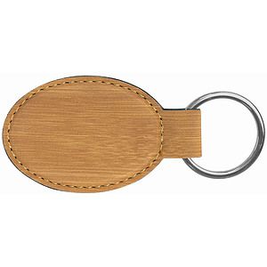 3 x 1 34 Bamboo Laser Engraved Leatherette Oval Keychain