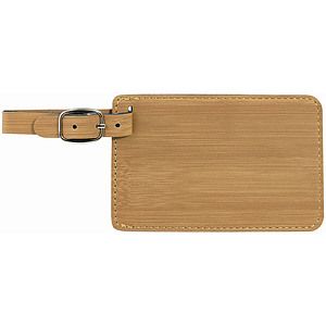 4 14 x 2 34 Bamboo Laser Engraved Leatherette Luggage Tag