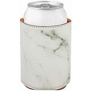 3 34 White Marble Laser Engraved Leatherette Beverage Holder