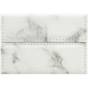 3 34 x 2 34 White Marble Laser Engraved Leatherette Hard Business Card Holder