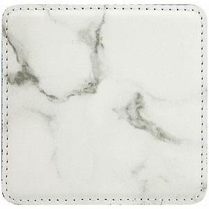4 x 4 Square White Marble Laser Engraved Leatherette Coaster