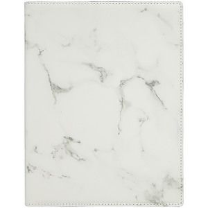 7 x 9 White Marble Laser Engraved Leatherette Small Portfolio with Notepad