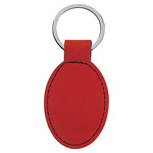 3 x 1 34 Red Laser Engraved Oval Keychain