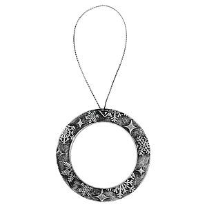 3 Antique Silver Round Ornament