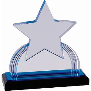 7 14 Blue Carved Star Impress Acrylic Award