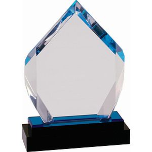 7 Blue Fusion Diamond Impress Acrylic Award with Black Glass Base