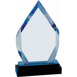 8 Blue Fusion Diamond Impress Acrylic Award with Black Glass Base